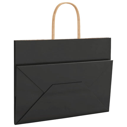 Sacchetti di Carta Kraft 250 pz con Manici Neri 32x17x25 cm