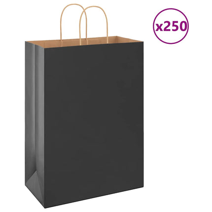 Sacchetti di Carta Kraft 250 pz con Manici Neri 32x17x44 cm
