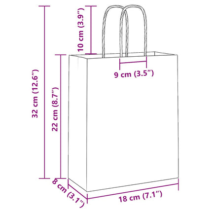 Sacchetti di Carta Kraft 50 pz con Manici Rosa 18x8x22 cm