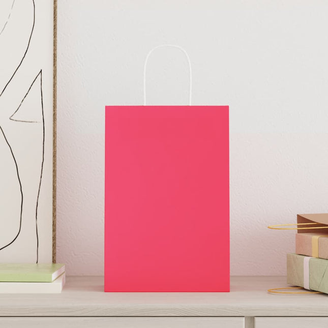 Sacchetti di Carta 50 pz con Manici Rosa 21x11x31 cm