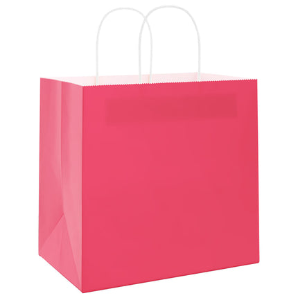 Sacchetti di Carta Kraft 50 pz con Manici Rosa 26x17x25 cm