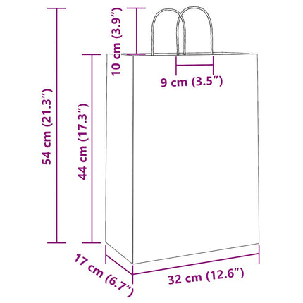 Sacchetti di Carta Kraft 50 pz con Manici Rosa 32x17x44 cm