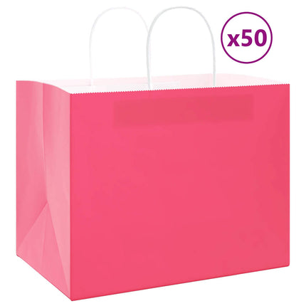 Sacchetti di Carta Kraft 50 pz con Manici Rosa 32x22x24 cm
