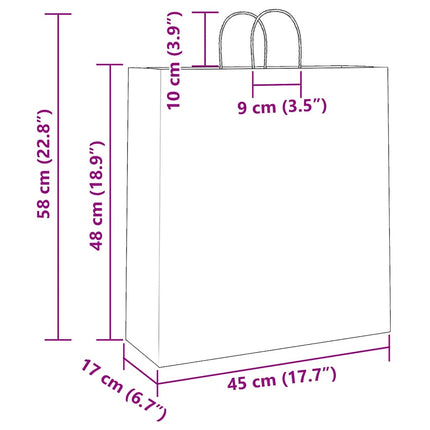 Sacchetti di Carta Kraft 50 pz con Manici Rosa 45x17x48 cm