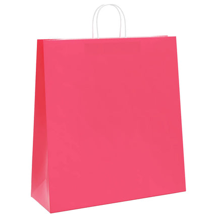Sacchetti di Carta Kraft 50 pz con Manici Rosa 45x17x48 cm