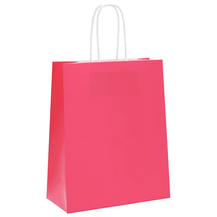 Sacchetti di Carta Kraft 250 pz con Manici Rosa 18x8x22 cm