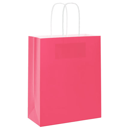 Sacchetti di Carta Kraft 250 pz con Manici Rosa 18x8x22 cm