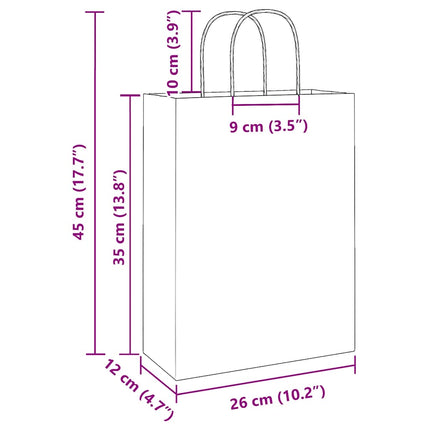 Sacchetti di Carta Kraft 250 pz con Manici Rosa 26x12x35 cm