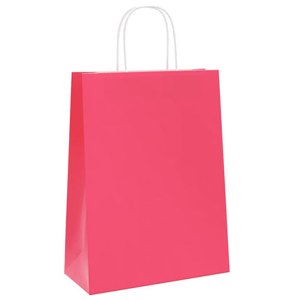Sacchetti di Carta Kraft 250 pz con Manici Rosa 26x12x35 cm
