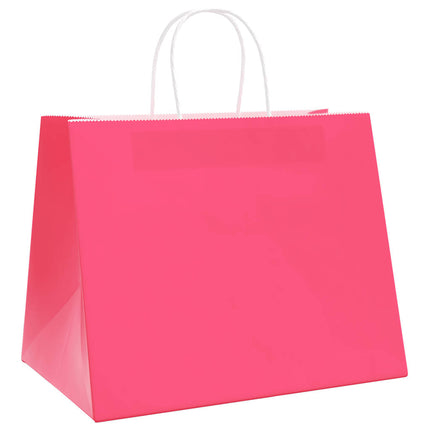 Sacchetti di Carta Kraft 250 pz con Manici Rosa 32x22x24 cm