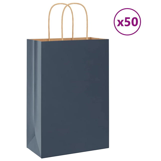 Sacchetti di Carta 50 pz con Manici Blu 21x11x31 cm