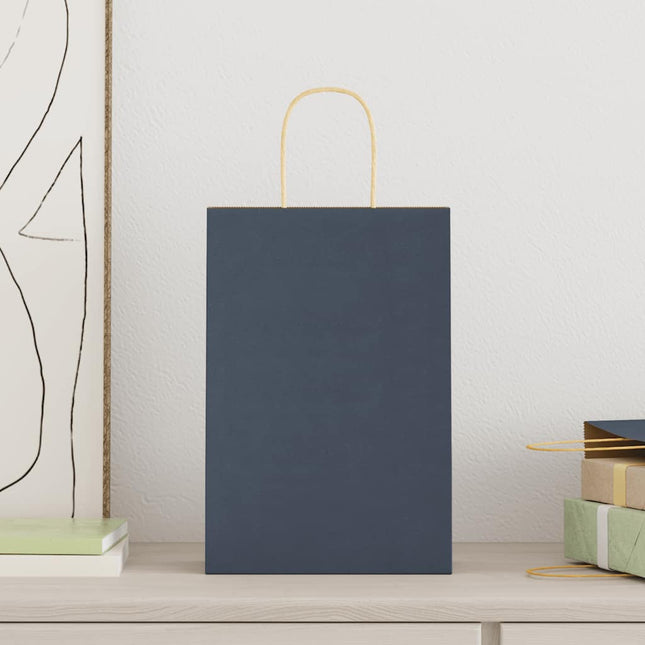 Sacchetti di Carta 50 pz con Manici Blu 21x11x31 cm