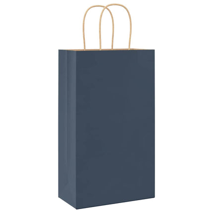 Sacchetti di Carta Kraft 50 pz con Manici Blu 21x11x36 cm