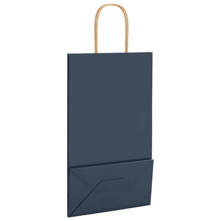 Sacchetti di Carta Kraft 50 pz con Manici Blu 21x11x36 cm