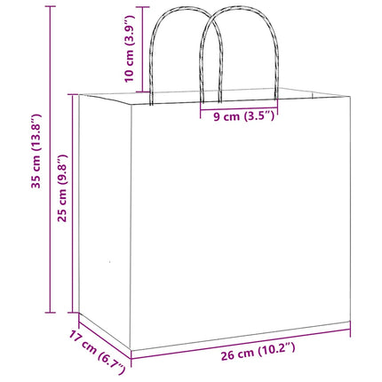 Sacchetti di Carta Kraft 50 pz con Manici Blu 26x17x25 cm