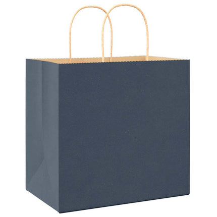Sacchetti di Carta Kraft 50 pz con Manici Blu 26x17x25 cm