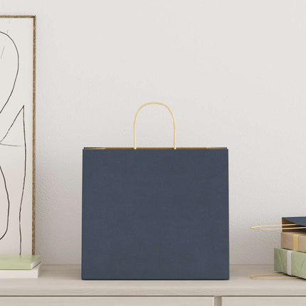 Sacchetti di Carta Kraft 50 pz con Manici Blu 32x22x28 cm