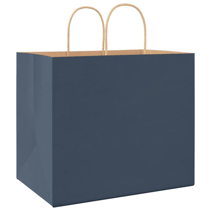 Sacchetti di Carta Kraft 50 pz con Manici Blu 32x22x28 cm