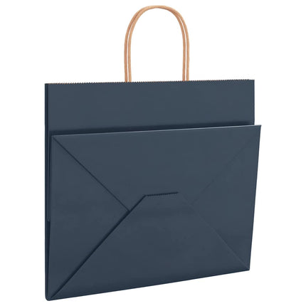 Sacchetti di Carta Kraft 50 pz con Manici Blu 32x22x28 cm