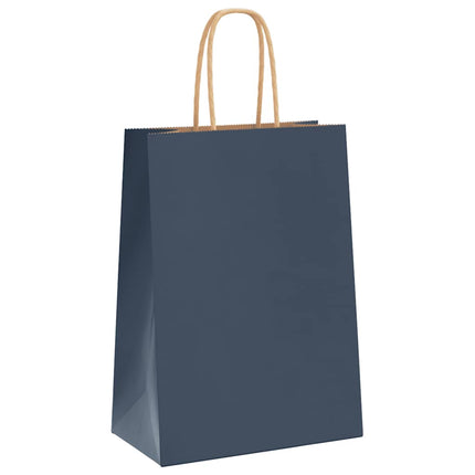 Sacchetti di Carta Kraft 250 pz con Manici Blu 15x8x21 cm
