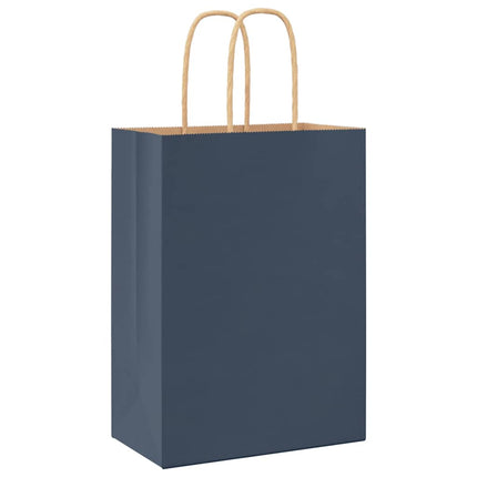 Sacchetti di Carta Kraft 250 pz con Manici Blu 15x8x21 cm