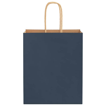 Sacchetti di Carta Kraft 250 pz con Manici Blu 18x8x22 cm