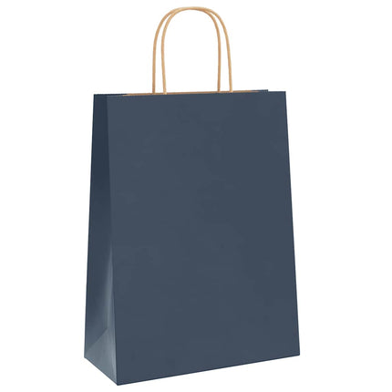 Sacchetti di Carta Kraft 250 pz con Manici Blu 26x12x35 cm