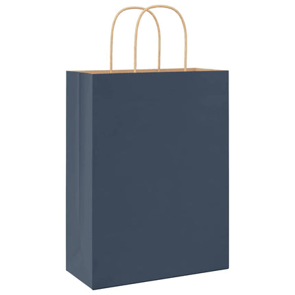 Sacchetti di Carta Kraft 250 pz con Manici Blu 26x12x35 cm