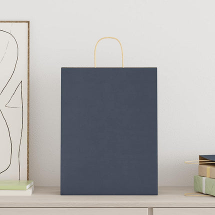 Sacchetti di Carta Kraft 250 pz con Manici Blu 32x12x42 cm