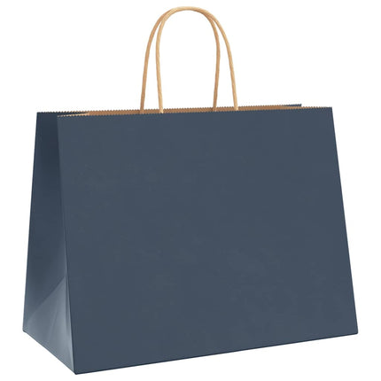 Sacchetti di Carta Kraft 250 pz con Manici Blu 32x17x25 cm
