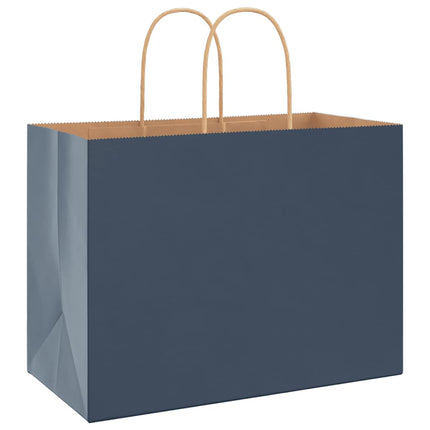 Sacchetti di Carta Kraft 250 pz con Manici Blu 32x17x25 cm