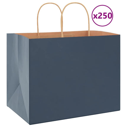 Sacchetti di Carta Kraft 250 pz con Manici Blu 32x22x24 cm