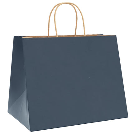 Sacchetti di Carta Kraft 250 pz con Manici Blu 32x22x24 cm