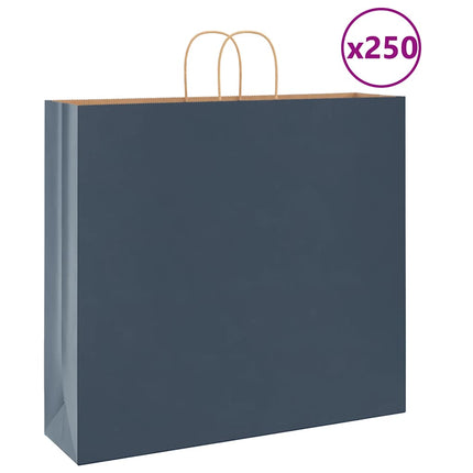 Sacchetti di Carta Kraft 250 pz con Manici Blu 54x15x49 cm