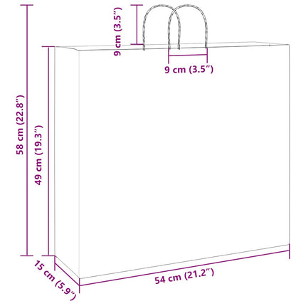 Sacchetti di Carta Kraft 250 pz con Manici Blu 54x15x49 cm