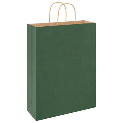 Sacchetti di Carta Kraft 50 pz con Manici Verdi 32x12x42 cm