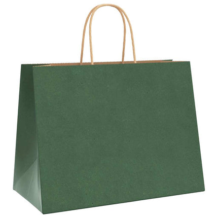 Sacchetti di Carta Kraft 50 pz con Manici Verdi 32x17x25 cm