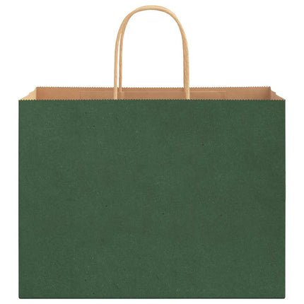 Sacchetti di Carta Kraft 50 pz con Manici Verdi 32x17x25 cm
