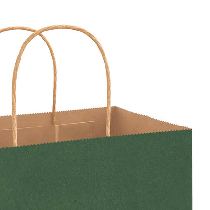 Sacchetti di Carta Kraft 50 pz con Manici Verdi 32x17x25 cm