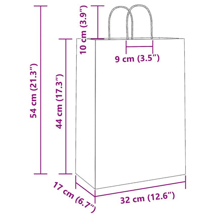 Sacchetti di Carta Kraft 50 pz con Manici Verdi 32x17x44 cm