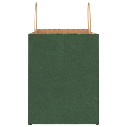 Sacchetti di Carta Kraft 50 pz con Manici Verdi 32x22x28 cm