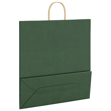 Sacchetti di Carta Kraft 50 pz con Manici Verdi 45x17x48 cm