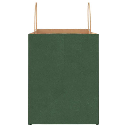 Sacchetti di Carta Kraft 250 pz con Manici Verdi 32x22x28 cm
