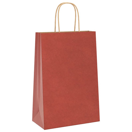Sacchetti di Carta Kraft 50 pz con Manici Rossi 21x11x31 cm