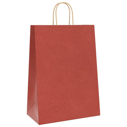 Sacchetti di Carta Kraft 50 pz con Manici Rossi 32x17x44 cm