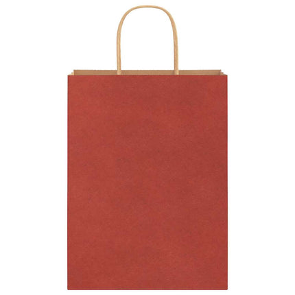 Sacchetti di Carta Kraft 250 pz con Manici Rossi 26x12x35 cm