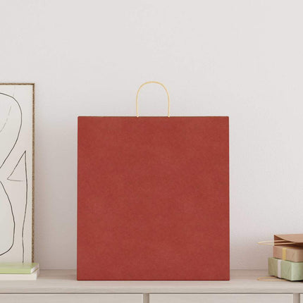 Sacchetti di Carta Kraft 250 pz con Manici Rossi 45x17x48 cm
