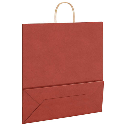 Sacchetti di Carta Kraft 250 pz con Manici Rossi 45x17x48 cm