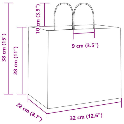 Sacchetti di Carta Kraft 50 pz con Manici Gialli 32x22x28 cm
