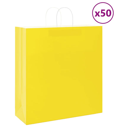 Sacchetti di Carta Kraft 50 pz con Manici Gialli 45x17x48 cm